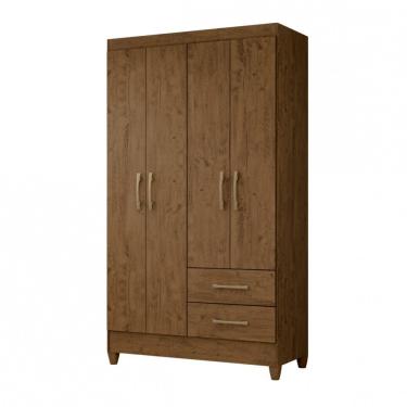 Imagem de Guarda Roupa Solteiro 4 Portas E 2 Gavetas Chile Castanho
