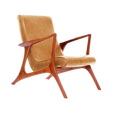 Imagem de Poltrona Couro Natural Caramelo Vk Anos 50 Cor Bege