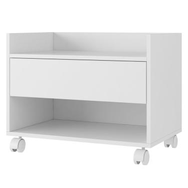 Imagem de Gabinete Armário Mesa De Cabeceira Multiuso Ivy 60cm 100% Mdf Bp Com 01 Gaveta Branco - Desk Design