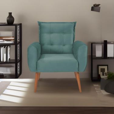 Imagem de Poltrona Decorativa Para Sala De Estar Quarto E Escritorio Dakota Veludo Matrix - Verde Agua