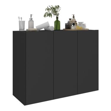 Imagem de Balcão Multiuso Organizador Para Banheiro 3 Portas 90cm Multimóveis Mp5039 Preto Preto