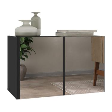 Imagem de Aparador Buffet Suspenso Com Espelhos 2 Portas Multimóveis Mp8003 Preto Preto