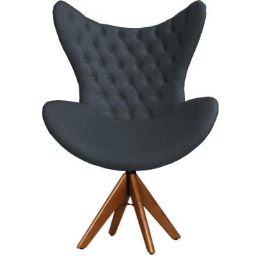 Imagem de Cadeira Decorativa Com Capitonê Big Egg Cinza Giratória Madeira