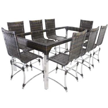 Imagem de 8 Cadeiras E Mesa Haiti Alumínio Cozinha Trama Original Pedra Ferro