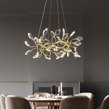 Imagem de OUFULA Moderno Luxo Sala de Estar Cristal Candelabro LED Moda Criatividade Restaurante Quarto Villa Hotel Escada Duplex Lâmpada Pendente (F D50CM)