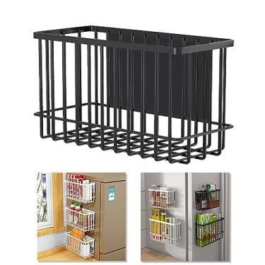 Imagem de Organizador magnético de geladeira organizador magnético de cozinha organizador de armazenamento de saco de metal com zíper (25 cm C x 8 cm L x 15 cm A, preto)