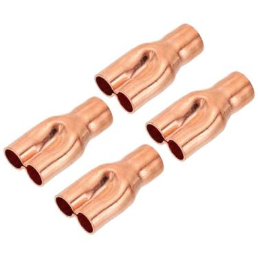 Imagem de PATIKIL 1/5.1 cm x 3/20.3 cm x 3/20.3 cm ID Tee Y Tipo Conexão de cobre, 4 peças Junta de soldagem Split Union Interseção para HVAC, sistema de refrigeração de ar condicionado