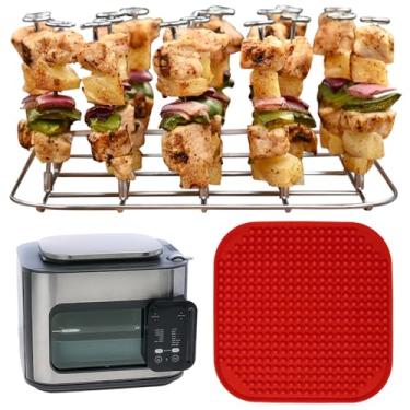 Imagem de INFRAOVENS Suporte Para Fritadeira A Ar Forno Multicooker Ninja Combi 14 Em 1 E Acessórios Sfp 701 Com Revestimento De Silicone Reutilizável, Espeto Ar, Espetinhos Costela Churrasco