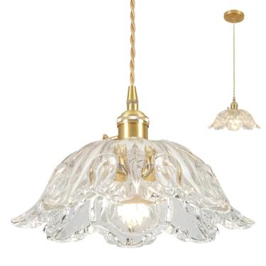 Imagem de Loiogohot Luminária Pendente De Vidro Vintage, Lustre Moderno Transparente, Luzes E26, Ilha Cozinha, 10,6" Para Quarto, Sala Jantar Hotel 1