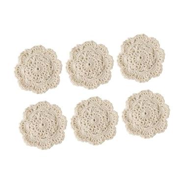 Imagem de Ｂｅｓｇａ 6x Jogo Americano de Mesa de Crochê de Algodão Lavável, Jogo Americano de Crochê de Algodão para Decoração de Jantar, Branco