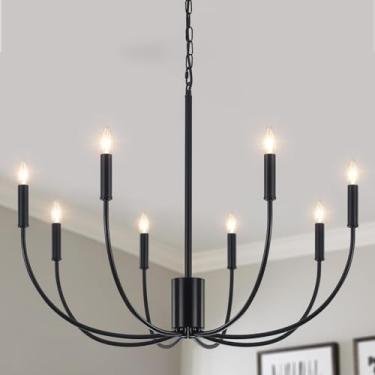 Imagem de ZemSum Lustre De Fazenda Preto, 8 Lustres Modernos Para Sala Jantar, Estar Rústica Vintage, Quarto, Cozinha, Entrada