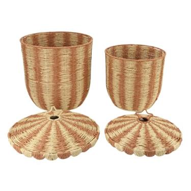 Imagem de Grande Cesta de Armazenamento Decorativo de Vime, Cesto de Cobertor de 85l de 85l de Tecido Com Tampa, Cesto de Lavanderia de café Vintage, Organizador de Brinquedos e Roupas