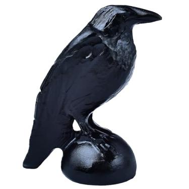Imagem de DZJXBZhu Escultura Natural Artesanal De Corvo Obsidiana - Estátua Bolso Do Guardião Da Sorte, Cristal Cura Animal, 3,2" (Presente Para Decoração Escritório/Casa)