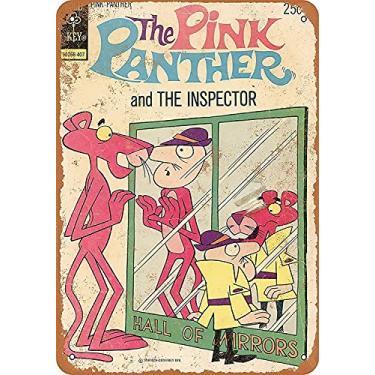 Imagem de ALVANDA Placa De Metal Vintage 8 X 12 - Tin74 Reprodução Da Pantera Cor Rosa Em Quadrinhos, Decoração Parede Para Escritório