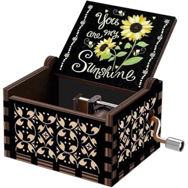 Imagem de ZTDOLL Caixa De Música You Are My Sunshine, Vintage, Manivela, Madeira, Gravada, Pequena, Personalizada, Presente Para Crianças, Aniversário/Natal (You Sunshine)