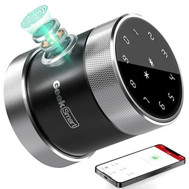 Imagem de Geek Smart Fechadura de porta, impressão digital sem chave e tela sensível ao toque, Bluetooth seguro, trava de porta digital, residências, apartamentos, hotéis e escritórios B400 (preto)