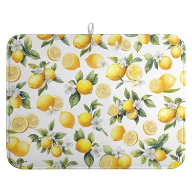 Imagem de farg Tapete De Secagem Louças Limão Para Primavera E Verão, Absorvente Cozinha, Secador Bancadas, Escorredor Microfibra (18 X 24 Pol.)