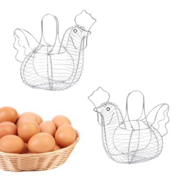 Imagem de Cesta de Ovos Em Forma de Frango Com Ferro Forjado Akozon - Armazenamento de Frutas de Metal Resistente Com Alça Conveniente para Ovos e Produtos - Contêiner de de Tecido Multifuncional (Como