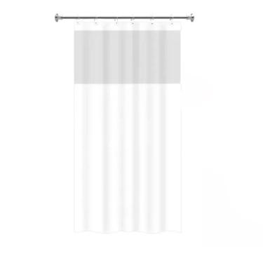 Imagem de Cortina de Box Branca com Visor, PVC, 138 x 198 cm, com Ganchos, Antimofo