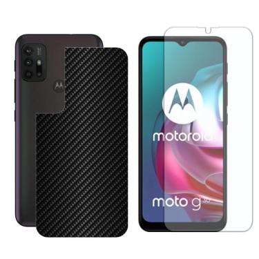 Imagem de Película Hidrogel + Adesivo Fibra De Carbono Para Motorola Moto G30 - Preta