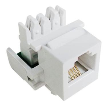 Imagem de Conector Keystone RJ11 Fêmea Cat3 Para Cabeamento de Telefonia Branco 