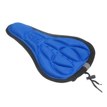 Imagem de HARFINGTON Capa de assento de bicicleta, almofada de selim de bicicleta com cordão e capa à prova d'água, grande, confortável, acolchoada em gel, para homens e mulheres, bicicletas estacionárias, azul