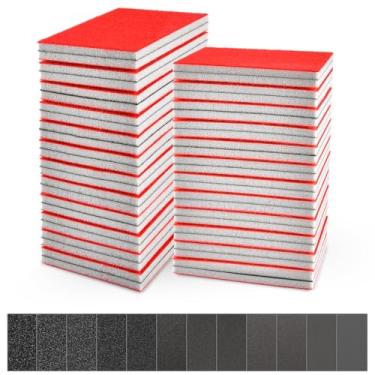 Imagem de Aemygo Conjunto de 60 esponjas de lixa de grão 180-3000, 8 x 10 cm, almofadas de esponja de lixamento ultrafinas, papel de areia úmida e seca para móveis de madeira de metal, paredes de drywall