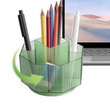 Imagem de Porta-lápis giratório – Porta-canetas de mesa, copo de armazenamento de papelaria de grande capacidade para dormitório, espaço de trabalho, cubículo, escola, casa de estudo
