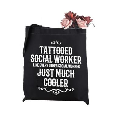 Imagem de WCGXKO Bolsa de mão social tatuada, presente de assistente social, presente de agradecimento de serviços sociais para colegas de trabalho, Bolsa tatuada, Medium