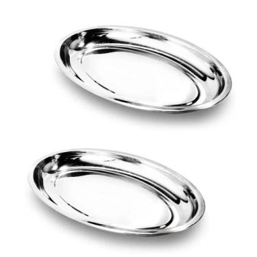 Imagem de 2un Travessa funda oval Inox 24cm Petiscos bar restaurante - Wellmix