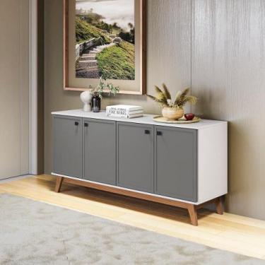 Imagem de Aparador Kappesberg 4 Portas Shaker Branco/Cinza Sagrado 180cm