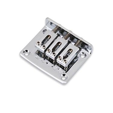 Imagem de SPYMINNPOO Substituição de Ponte de Guitarra Fixa de para Guitarras Elétricas de Caixa de Charuto, Construção Brilhante de Liga de Zinco, Entonação e Altura Ajustáveis, Adequadas para Energia (Prata)