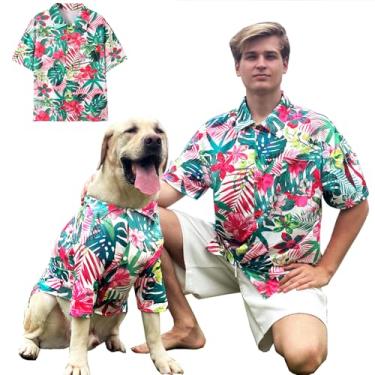 Imagem de Camiseta para cachorro Havaí respirável estilo praia legal roupas para cães de médio a grande porte e camisas para animais de estimação vendidas separadamente, GG flor