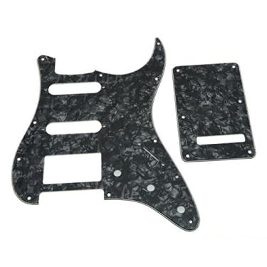 Imagem de KAISH 11 Furos ST/Strat Estilo Pickguard HSS Pick Guard com Placa Traseira ST Tremolo Trem Capa para Stratocaster EUA/México Stratocaster/Strat Black Pearl