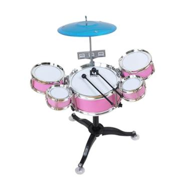 Imagem de Colaxi Conjunto de bateria infantil, kit de bateria de jazz, coordenação olho-mão, conjunto de brinquedos musicais, instrumentos musicais para performance em, Rosa