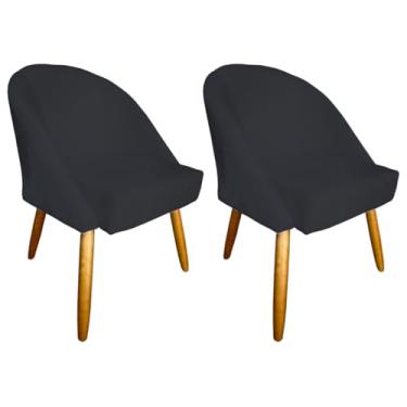 Imagem de Kit com 2 Cadeiras De Jantar Lua Veludo Luxo Para Salão Sala Penteadeira Escritório Leitura (CINZA ESCURO)