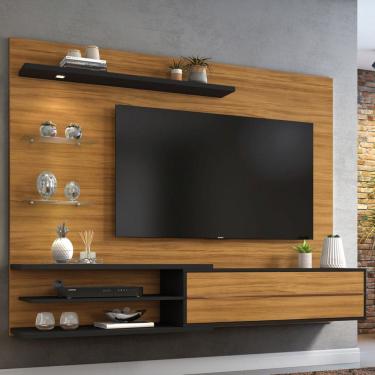 Imagem de Painel para TV Até 60 Polegadas com Led Sparta 1 Porta Freijó Trend/Preto - Pnr Móveis