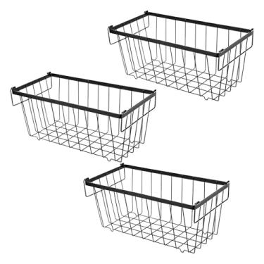 Imagem de IEUDNS Organizador de freezer, cesto de geladeira, organizador, versátil, divisor de prateleira de armazenamento empilhável para despensa de fazenda, Preto