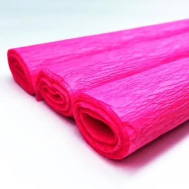 Imagem de Papel Crepom em Rolo, 48cm x 2m, Kit com 10 Unidades, 12 Cores Disponíveis (Rosa)
