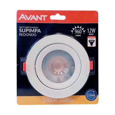 Imagem de Spot Led Redondo Direcionável 12w Branca Quente Luz Amarela