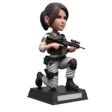 Imagem de Rifle tático de argila personalizada para oficial que balança a cabeça ajoelhada branca da sua foto, presente encantador para chefe namorada, colega, vibração de precisão, decoração de mesa, lembrança