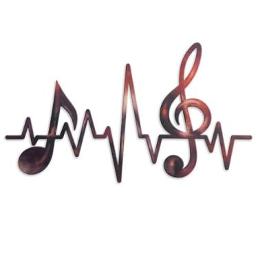Imagem de KOYILTD Nota musical de metal decoração de parede decoração de quarto de metal sinal musical de parede de batimento cardíaco placa musical para pendurar acessórios de estúdio de música retrô para