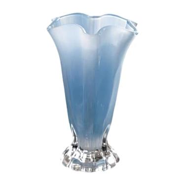 Imagem de Ioensy Vaso de vidro com pétalas, recipiente para plantas e flores, acessório floral, moderno, decorativo, vaso de plantas, de flores moderno para decoração, Azul