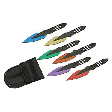 Imagem de SZCO Supplies Conjunto de facas de arremesso multicoloridas de 6 peças Thunderbolt de 5,5 polegadas com estojo