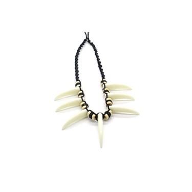 Imagem de Scddboy Colar de homem das cavernas da selva colar pré-histórico acessório de fantasia de osso, 1.37 inches x 0.19 inches (3.5 cm x 0.5 cm), Resina, Sem Pedra Preciosa