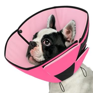 Imagem de Queenmore Cones para cães médios, coleira de cone macio para cães após cirurgia, cone para animais de estimação para cuidados com feridas, esterilização, castração, coleiras e cones respiráveis, rosa