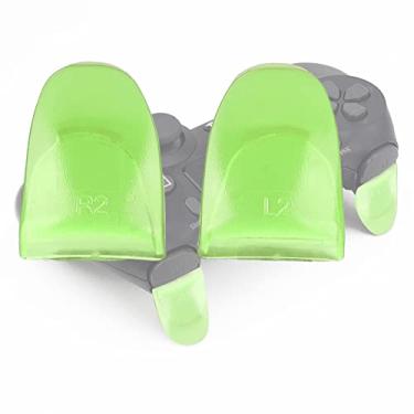 Imagem de GOWENIC L2 R2 Trigger Extenders para PS 4, 1 par L2 Botões R2 Extensão de Extensões de Gatilho para o Controlador PS 4, Design Estendido e Anti-deslizamento (Verde)