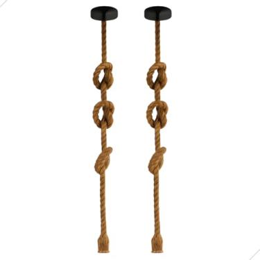 Imagem de Kit 2 Pendente Luminária de Corda Sisal 2 Metros Estilo Retrô Vintage Rústico E27 Bivolt 127v e 220v para Área Interna