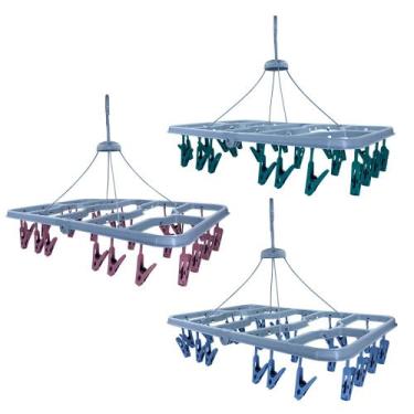 Imagem de Varal para Roupas Íntimas com 24 Pregadores, 50 x 32 cm, Dobrável, Suporta 4 kg