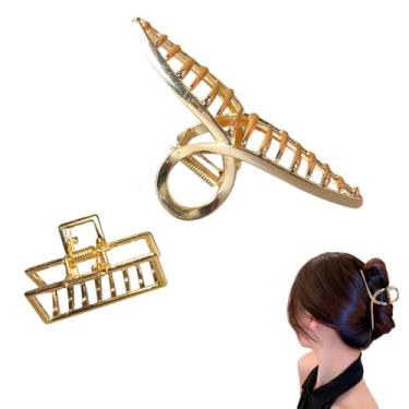 Imagem de Kit 2x Piranha Prendedor De Cabelo Metal Piranha Presilha Metal Dourada Menina Luxo Vintage Feminina Elegante Mulheres
